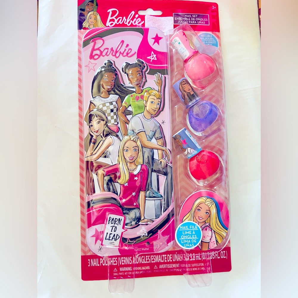 Barbie , barbie lot Tin and nail polishes lot